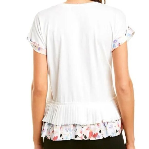 NWT Donna Karan New York  Modal Morning Dew Ruffle and floral trim top Sz M - Picture 3 of 9